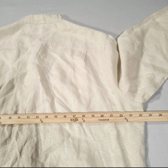 Utcoco Mens Size Large Shirt Long Sleeve Button Up Beige Ivory - Picture 7 of 7